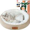 20in Camel Round Cat Dog Bed Gift for Large Medium Small Dogs Cats, Machine Washable Sleeping Sofa, Non-Slip Bottom Breathable Soft Calming Pet Cuddler for Indoor/Outdoor/Car/Cage