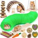 Sofier Hamster Guinea Pig Toys Set Cage Accessories Natural Chew Toys Teeth Rat Chinchilla Rabbit Bunny Rodents Hamster Hideout Ball Enrichment