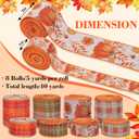 Whaline 8 Rolls 40 Yards Fall Thanksgiving Ribbons 2 & 1 Inch Orange Plaids Pumpkin Leaves Wired Edge Ribbon Rustic Autumn Harvest Craft Ribbon for Wreath Bow DIY Crafts Wrapping