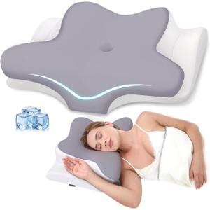 Cervical Neck Pillow, Ergonomic Memory Foam Pillow
2 Height Options, Ergonomic Neck Support, Cooling Ice Silk Cover, Washable Pillowcase, For Side Back Stomach Sleepers