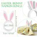 Chengu 12 Pcs Pink White Easter Bunny Napkin Rings Wooden Bunnys Napkin Rings Handmade Rabbit Dinner Paper Holders for Easter Spring Party Banquet Dinning Table Decoration (Rabbit)