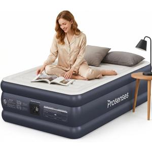 Twin XL Air Mattress with Built-in Pump 18in, Extended 80" Length, Horizontal I-Beam Support 500 LBS, Airtight PVC Bonding, 2-Min Inflation Air Bed with Carry Bag for Home Guests Camping