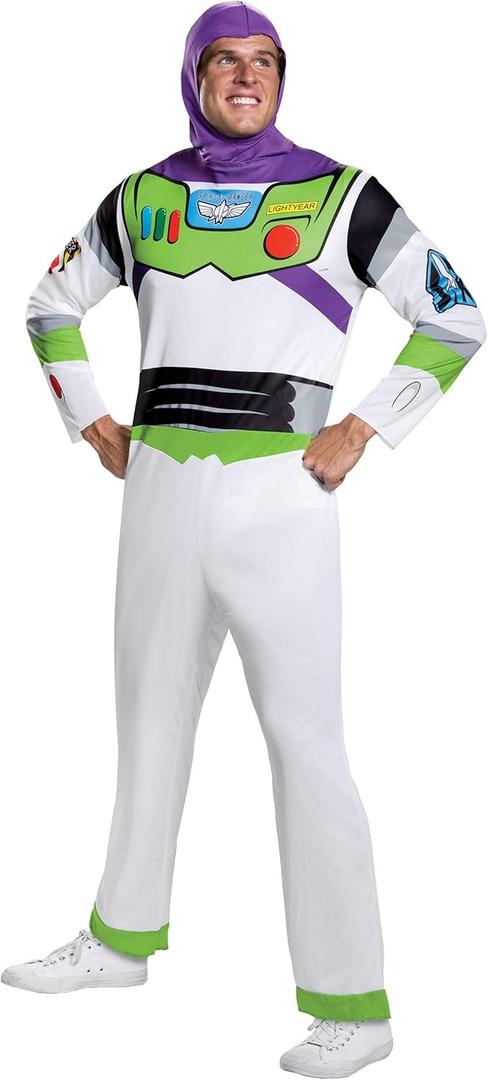 Disguise Disney mens Disney Pixar Toy Story and Beyond Buzz Lightyear Classic adult sized costumes, White/ Green/ Red/ Purple, XL 42-46 US