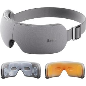 Eye Massager for Migraines with Temple Massage, Heat, Air Compression and Bluetooth Music Streaming, Foldable Electric Eye Mask for Migraine Relief, Eye Strain, Eye Care for Women and Men (Gray)