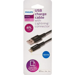 Philips 4ft iPhone Fast Charge Cable, Black