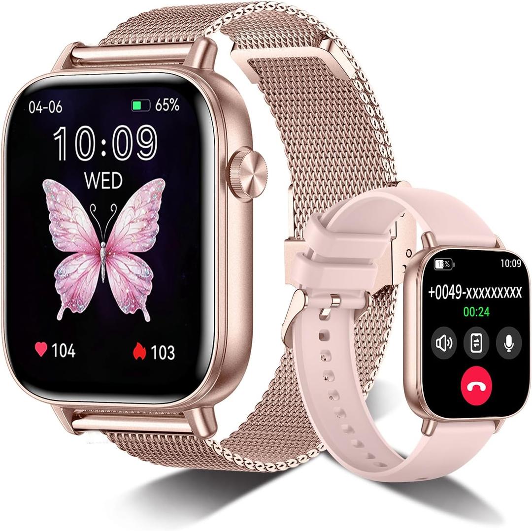 Smart Watch for Women,1.83" HD Smartwatches (Answer/Make Call), IP68 Waterproof Activity Fitness Tracker, HR, Sleep Monitoring, Pedometer, Reloj Inteligente for Android iOS (Rose Gold)