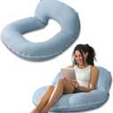 INSEN Reading Pillow, Back Pillow for Sitting in Bed for Reading, Nurse & Relax, Reading Pillow for Adults, Moms & Kids, Sit Up Pillow for Bed (Cooling Cotton-Blue, Basic)