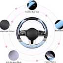Cute Steering Wheel Cover for Women Men Leather Universal 15 inch,Black and Blue