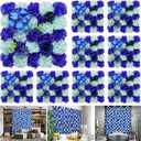 Flower Wall Backdrop 9pcs 16.5x16.5 Inch Flower Wall Decor Artificial Floral Wall Panel Ideal for Wedding Celebrations, Festive Party Birthday Backdrops and Elegant Home Decor (Mixed Blue)