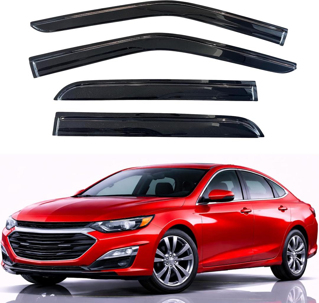 KPY Rain Guards Fit for 2016-2025 Chevrolet/Chevy Malibu, Out-Channel Window Visors Vent Wind Deflectors 4PC, Car Accessories for 16-25 Malibu (Excludes 2016 Limited Model)