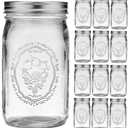 Esrentle 16 Pack 8 oz Mason Jars with Regular Airtight Lids - Glass Canning Jars 8 oz, Mini Mason Jars for Jam, Jelly, Honey, Overnight Oats, Party Favors, Shower Favor, Separable Lids