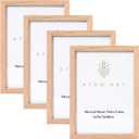 ATOBART 5x7 Oak Wood Picture Frames, 4 Pack Natural Wood Color Photo Frame with High Definition Glass for Wall Mount or Table Top Display