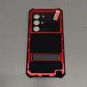 Compatible For Samsung Galaxy S25 Ultra Metal Case with Stand, Heavy Duty Dust Proof Military Grade Rugged Case, Built-in Screen Protector Camera Protector with Full-Body Bumper Cover (Red)