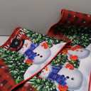 2 Pcs Christmas Kitchen mats for Floor, Red Black Buffalo Plaid Christmas Floor mats Kitchen Rugs Decor, Washable Microfiber Kitchen Carpet for Floor,Bathroom,Living Room,Doorway (Christmas Snowman)