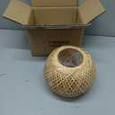 Frideko Bamboo Lantern Plug in Wall Sconces Wicker Wall Lamp with Plug in Cord Hand Woven Rattan Wall Light Farmhouse Rustic Wall Sconces Boho Sconces Wall Lighting for Living Room Bedroom (Orange)