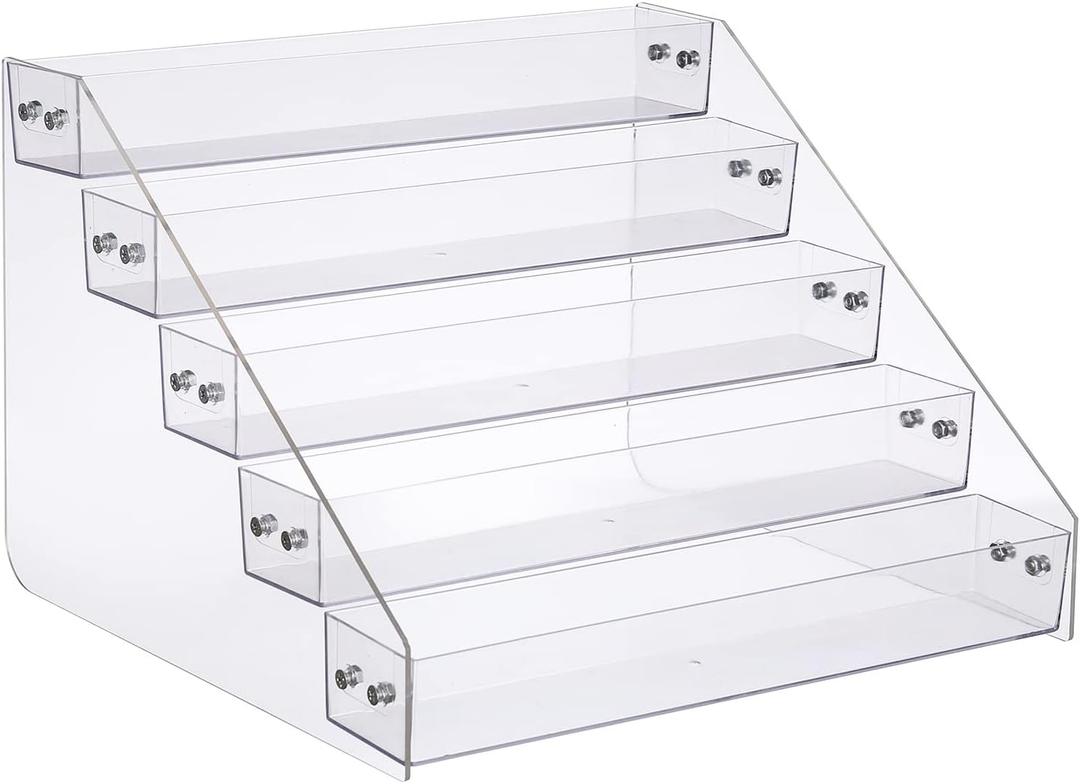 Kihor Tiered Spice Rack Acrylic, Spice Rack Shelf Seasoning Organizer for Countertop, Cabinet, Pantry, Kitchen Storage - 5 Tier (1PCS)