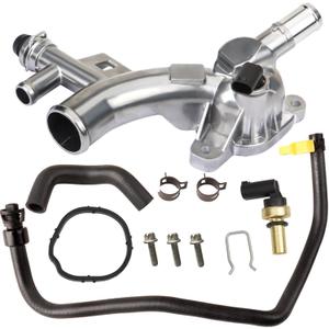 Mocar7 Aluminum Engine Coolant Housing Assembly Water Outlet Compatible with Chevy Cruze Sonic Trax Buick Encore 1.4L L4 2011 2021 with Inlet Hose and Oil Cooler Hose
