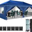 Heavy Duty Pop Up Canopy, Carport Canopy with UV Protection, Waterproof Fabric, Adjustable Heights, and Easy Assembly – Ideal for Outdoor Events, Camping, and Carports (10 x 20) (Blue)