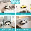 Black Soap Dish for Shower 2 Pieces, Suction Cup Square Shower Soap Holder - 201 Stainless Steel Black Soap Saver - Comfortable Essential for Apartment, Home and Dormitory (6.69'x3.54'x2.17')