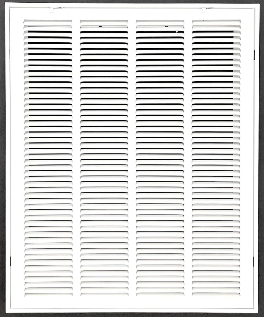 20" W x25 H Stamped face Steel Filter Return Grille White Powder Coating with Frame Overall Outside Dimension 22.6"x27.6" (Fits 20" x 25" Duct Opening)