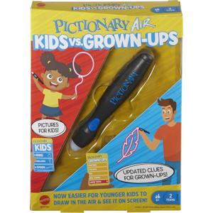 Mattel Games Pictionary Air Kids Vs. Grown-Ups Family Game for Game Night with Light Pen and Clue Cards, Connect to Smart Devices