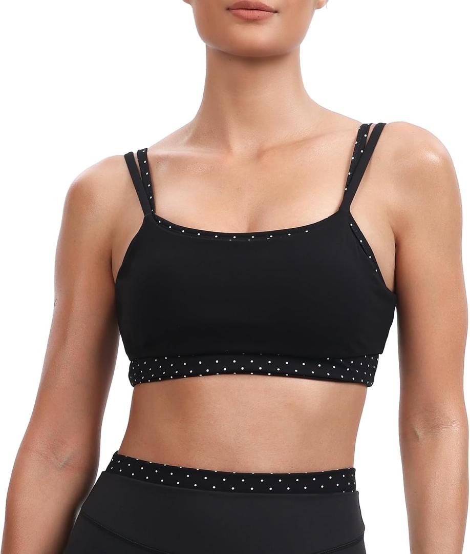 Aoxjox Dual Core High Impact Layered Sports Bra (Black, XL)
