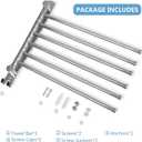 Towel Rack Wall Mounted JSVER Bathroom Towel Rack, Space Saving Towel Holder, 13.4 Inches Swivel SUS304 Stainless Steel Towel Bar, 180 Rotation 6 Arms Towel Racks for Bathroom