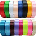 JESEP 16 Rolls 400 Yards Solid Satin Fabric Ribbon Multi-Color Packing for Gift Package Wrapping Hair Bow Clips Accessories, Crafting, Sewing, Wedding, Decorator, etc (5/8" 15MM)