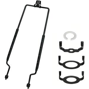 8 9 10 11 12 inch Lamp Shade Harp Holder, Adjustable Lamp Harp Kit, Fit Both Standard Lamp Rod and E14 E26 E27 Light Base UNO Fitter Adapter Converter Finial Set, Lampshade Bracket (Black)