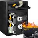 2.8 CUB Depository Drop Safe Fireproof, Front Drop Slot Lock Box with Digital Combination and Anti-Fishing, Silent Deposit Safe Box, Security Money Safe for Cash Slips Expense Business Office Home