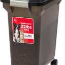 IRIS USA WeatherPro Airtight Dog Food Storage Container, Up to 22 lbs, Attachable Wheels, For Dog Cat Bird and Other Pet Food Storage Bin, Keep Fresh, Easy Mobility, BPA Free, Smoke