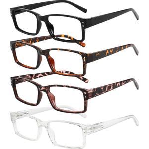 Rectangle Reading Glasses for Men and Women with Spring Hinges Clear Lens Readers