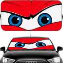 Car Windshield Sun Shade, Funny Eyes Visor for Car Windshield, Wear-Resistant Black Tape, Foldable 59x27.5/63''x31.5'' (Standard, angry eyes-red)