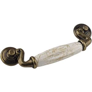4-Pack 4 1/2" Drop Handle Marbling Ceramic Drawer Pull Antique Bronze Dresser Pull for Kitchen Cabinet Knobs 4.5 Inch 114mm Center to Center Spacing (4, Marble Pattern 4.5 in Hole Centers)
