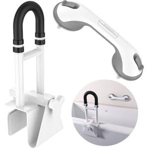 Bathtub Grab Bars with Suction Grab Bars, YuanDe 20x6 Inch Adjustable Bathtub Safety Rail Height & Width, Heavy Duty Tub Handle Grab Bar, Bath Handles Clamp for Elderly Seniors Injury Disabled