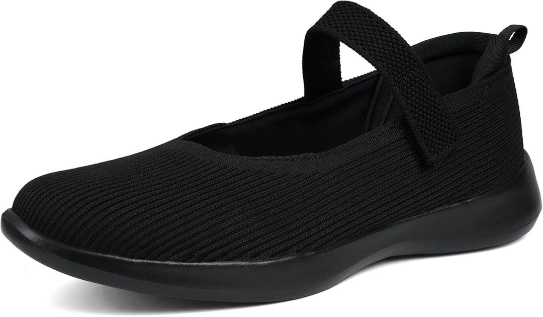 Women's Wide Toe Waterproof Chelsea Orthopedic Boots Ankle Slip on Booties Low Heel Comfortable Flat Lightweight Walking Boots (8.5 Wide, Black Mary Jane Flats)