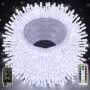 shineshine Christmas Lights Outdoor 1000LED 328FT, 8 Lighting Modes White String Lights with Remote, Christmas Lights for Indoor Outside Wedding Xmas Party Home Decorations, HG-29V110C