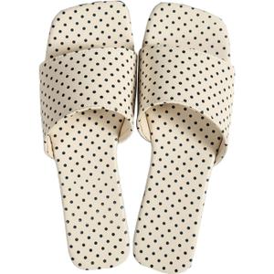 Verdusa Women's Polka Dots Square Toe Slip On Sandals Casual Summer Slides (White)