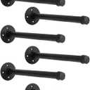 Industrial Black Iron Pipe Shelf Brackets Wall Mount DIY Shelving Brackets Pipe Decor Wall Rustic Garment Rack Hardware Included, 8 Inch Set of 6