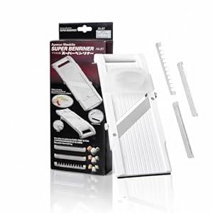 Benriner Mandoline Super Slicer, with 4 Japanese Stainless Steel Blades, BPA Free, 14.5 x 5.25-Inches, Official US Version with Authentic Retail Packaging