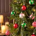 Valery Madelyn Christmas Ornaments Tree Decorations, 30ct Red Green White Shatterproof Christmas Ball Ornaments Set, 2.36 Inch Decorative Hanging Ornament Bulk for Xmas Holiday Party Decor