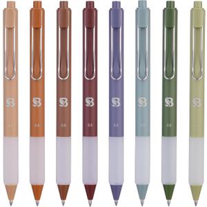 BLIEVE Gel Pens - Earthy, Matte Finish, Smooth Writing, No Bleed - For Journaling, Bible Notes, Drawing - Cute School Supplies, 8 Pack