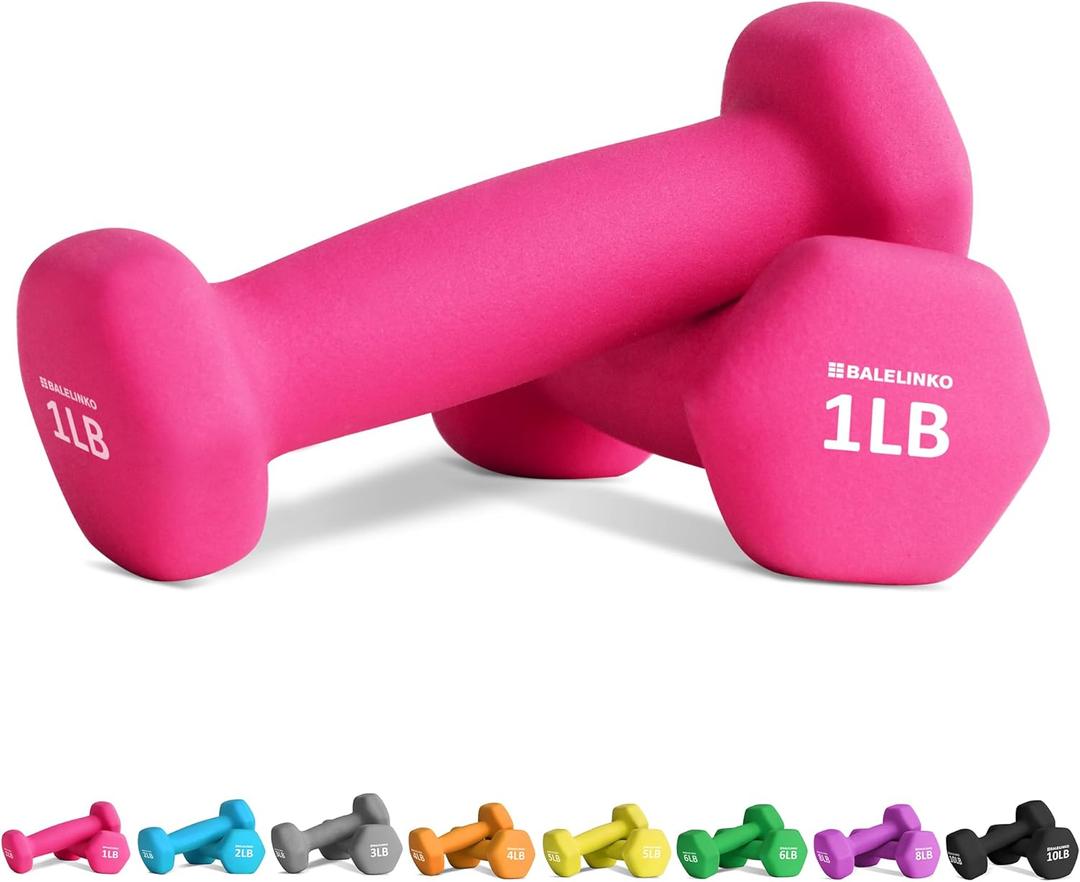 Balelinko Rubber Grip Encased Dumbbell Cast Iron Weight with Anti-Slip Handle Dumbbell -Strength Training Equipment - Home Gym Accessories - Full Body Workout - Muscle Building, 1LB Pair