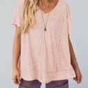 Tankaneo Womens Oversized Tshirts Knit V Neck Short Sleeve Tunic Tops Summer Casual Loose Fit Tee Shirts
