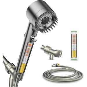 PWERAN Filtered Shower Head with Handheld, High Pressure Water Flow and Multiple Spray Modes Shower Head with Filter, Power Wash for Hard Water, Showerhead with ON/OFF Switch for Pets Bath
