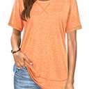 Beimuc Summer Tops for Women Short Sleeve Crewneck Tshirts Side Split Loose Fit Tunic Shirts Orange (Orange, S)