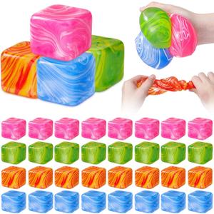32 Pcs Fidget Stress Cube Bulk Ice Cube Stress Ball Anxiety Relief Soft Squeeze Sensory Ball for Party Favors Prizes Goodie Bag Stuffers (Pink,Blue,Green,Orange)