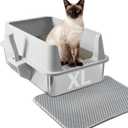 Stainless Steel Litter Box with Lid L to XL, XLarge Metal Litter Box for Big Cats, High-Sided Cat Litter Boxes for Anti Urine Splash, Odor Control, Non-Stick & Easy to Clean, Includes Scoop and Mat (Extra Large (23" x 14.6" x 10.2") with Lid)