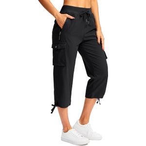 Soothfeel Women's Cargo Capris Pants with 6 Pockets Lightweight Quick Dry Travel Hiking Summer Pants for Women Casual,Large