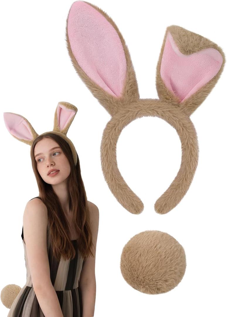 ROC PARTY Easter Bunny Ears Headband Set - Rabbit Ears Hairbands Halloween Costume Accessories